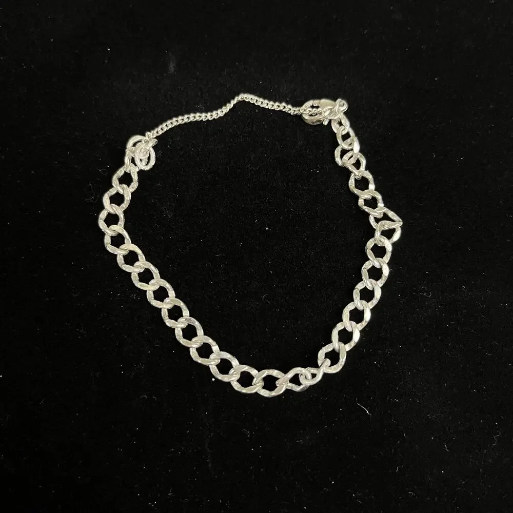 James Avery Sterling Silver Textured Curb Charm Bracelet Safety Chain 7